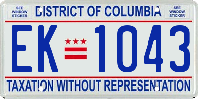 DC license plate EK1043