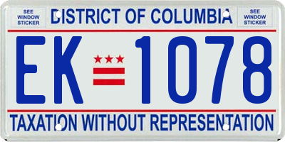 DC license plate EK1078