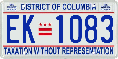 DC license plate EK1083