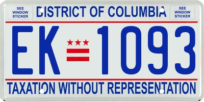 DC license plate EK1093
