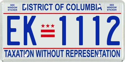DC license plate EK1112