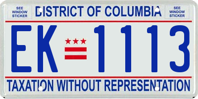 DC license plate EK1113