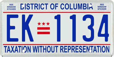DC license plate EK1134