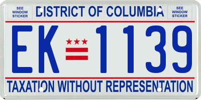 DC license plate EK1139