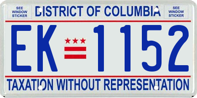 DC license plate EK1152