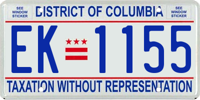 DC license plate EK1155