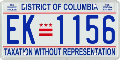 DC license plate EK1156