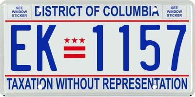DC license plate EK1157