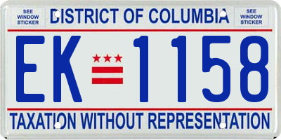 DC license plate EK1158