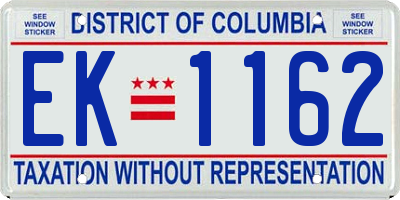 DC license plate EK1162