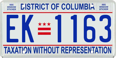 DC license plate EK1163