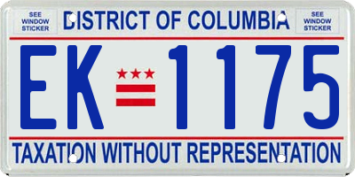 DC license plate EK1175