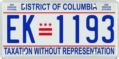 DC license plate EK1193