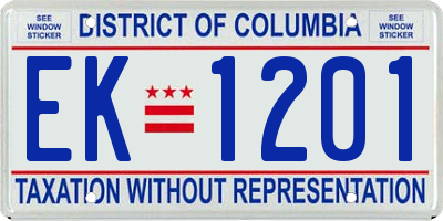 DC license plate EK1201