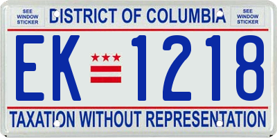 DC license plate EK1218
