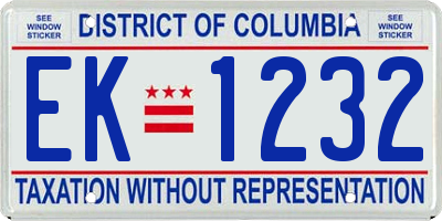 DC license plate EK1232