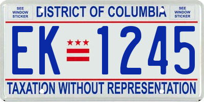 DC license plate EK1245