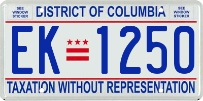 DC license plate EK1250