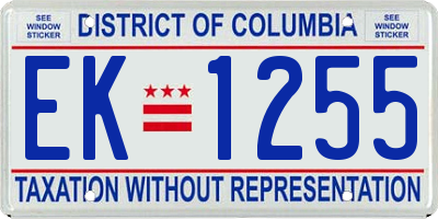 DC license plate EK1255
