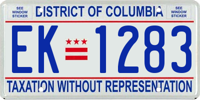 DC license plate EK1283