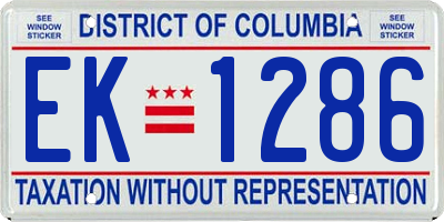 DC license plate EK1286