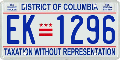 DC license plate EK1296