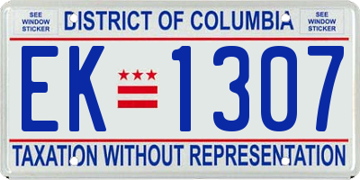 DC license plate EK1307