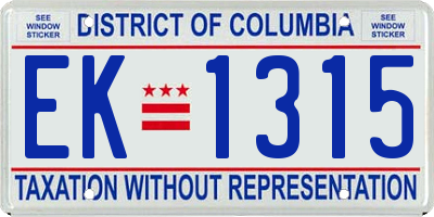 DC license plate EK1315