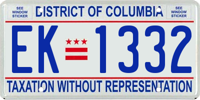 DC license plate EK1332