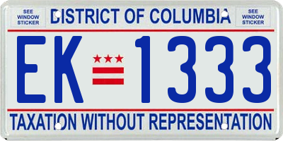 DC license plate EK1333