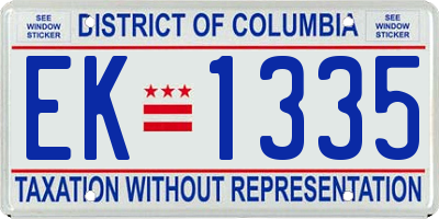 DC license plate EK1335