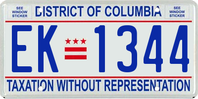 DC license plate EK1344