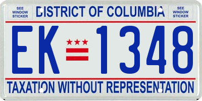 DC license plate EK1348
