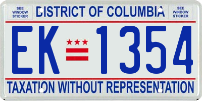DC license plate EK1354