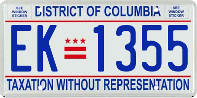 DC license plate EK1355