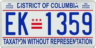 DC license plate EK1359
