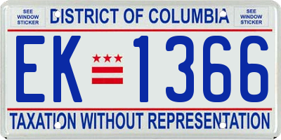 DC license plate EK1366
