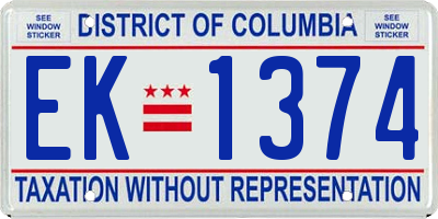 DC license plate EK1374