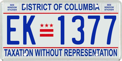 DC license plate EK1377