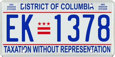 DC license plate EK1378