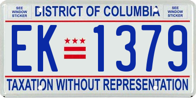 DC license plate EK1379