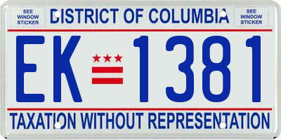 DC license plate EK1381