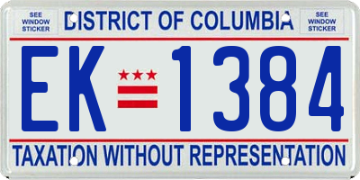 DC license plate EK1384
