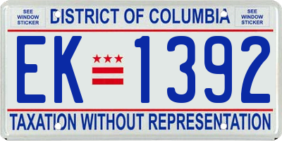 DC license plate EK1392