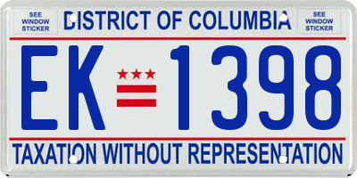 DC license plate EK1398