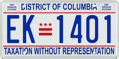 DC license plate EK1401