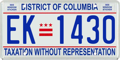 DC license plate EK1430