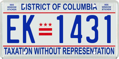 DC license plate EK1431