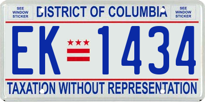 DC license plate EK1434