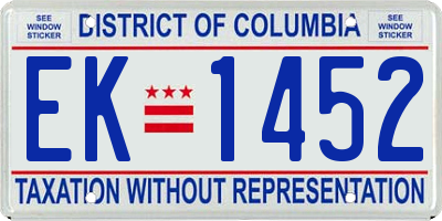 DC license plate EK1452